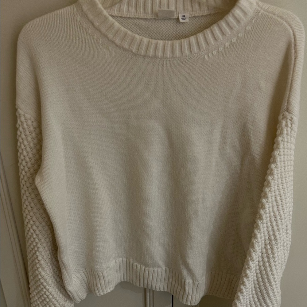 GAP Cream Textured Sleeve Sweater